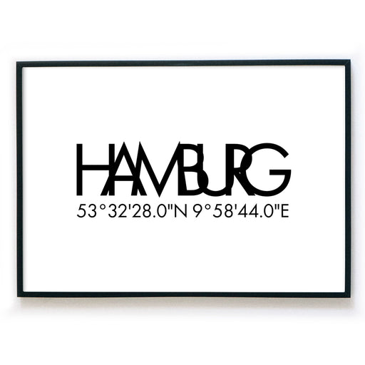 Hamburg Koordinaten Poster - Querformat