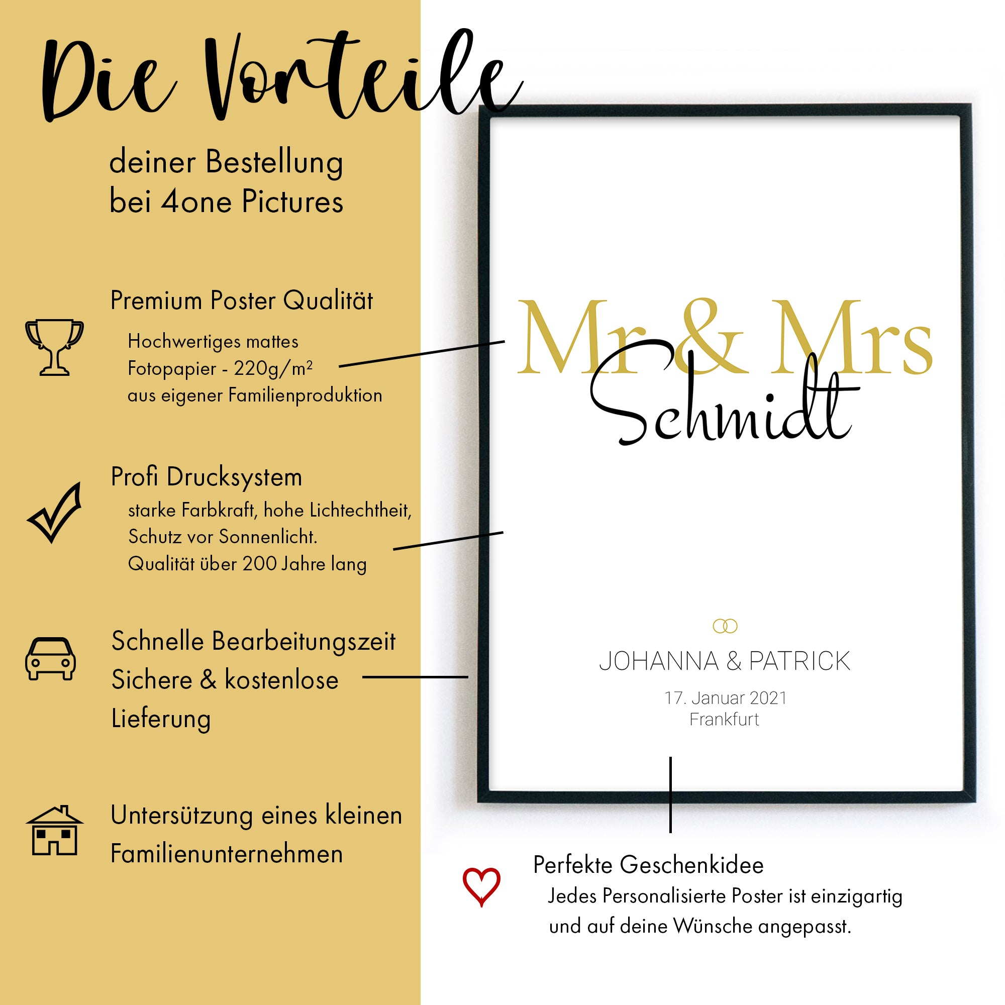 Mr & Mrs Gold Bild Personalisiert