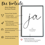 Ja zu Dir - Bild Geschenk zur Hochzeit Personalisiert