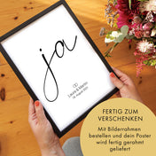 Ja zu Dir - Bild Geschenk zur Hochzeit Personalisiert