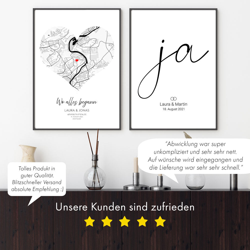 Ja zu Dir - Bild Geschenk zur Hochzeit Personalisiert