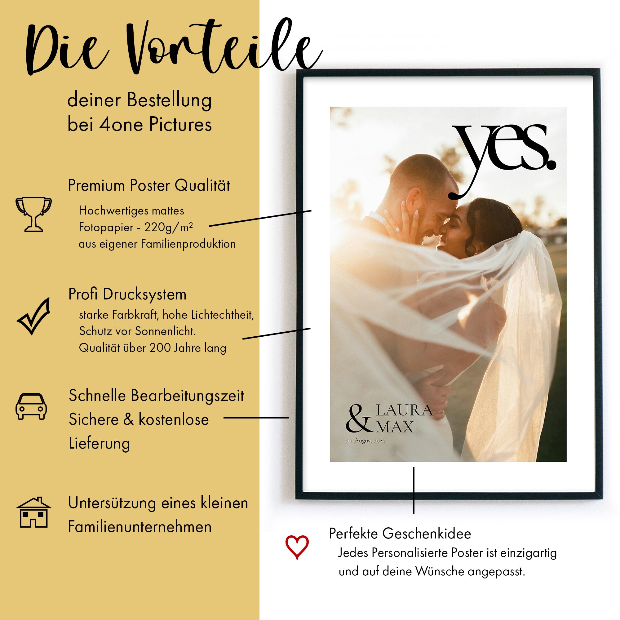 yes zur Hochzeit Bild mit Foto Personalisiert