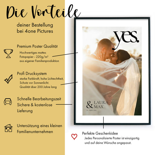 yes zur Hochzeit Bild mit Foto Personalisiert