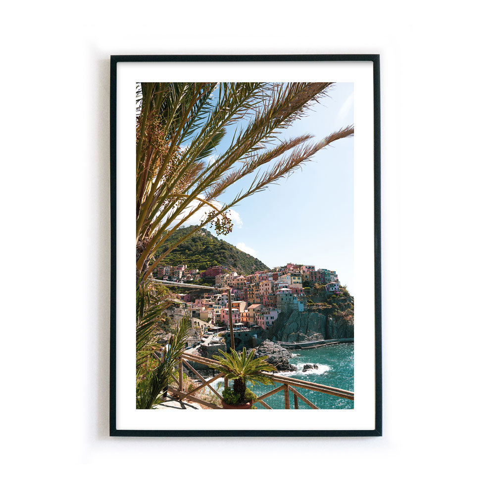 Palmen Dorf am Meer Poster