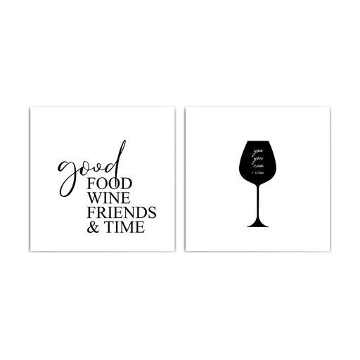 Good Friends & Wine Küchenposter Set