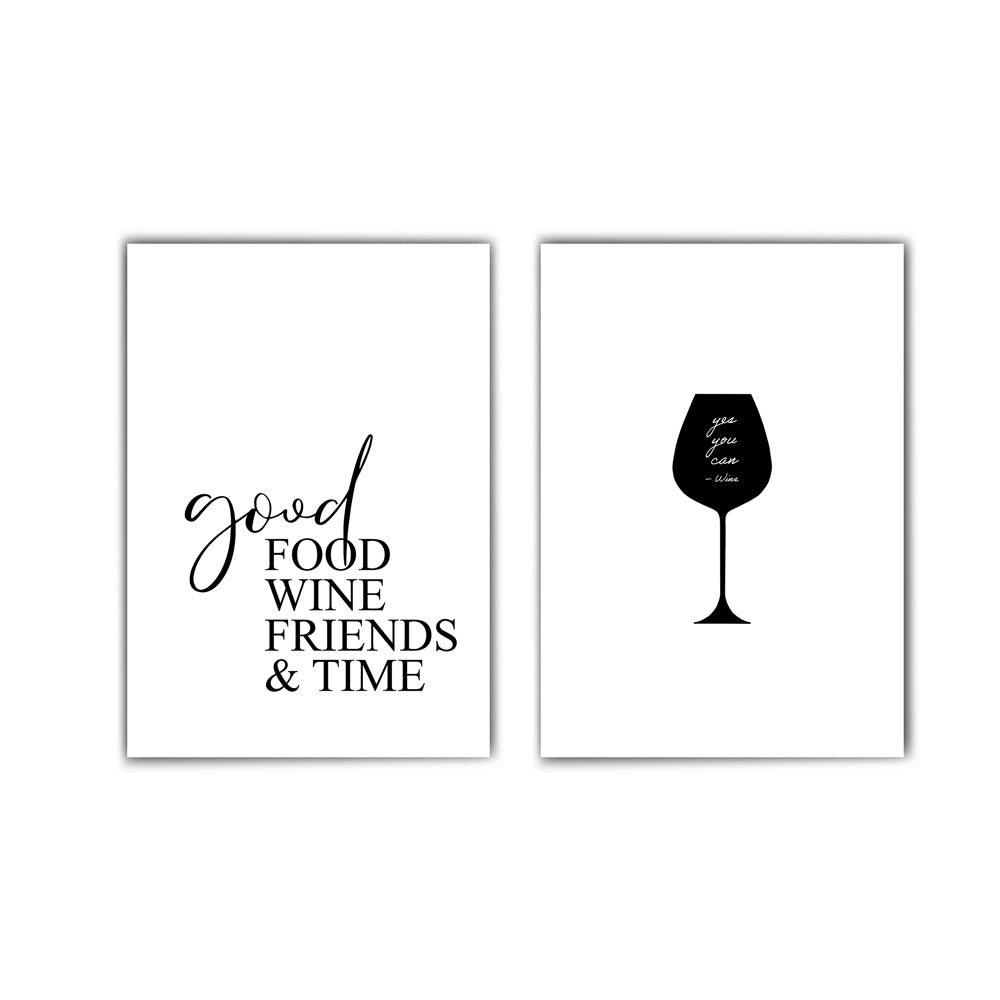 Good Friends & Wine Küchenposter Set