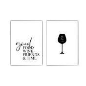 Good Friends & Wine Küchenposter Set