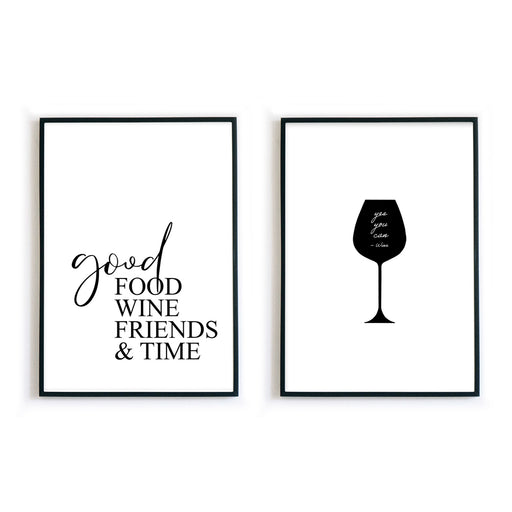Good Friends & Wine Küchenposter Set