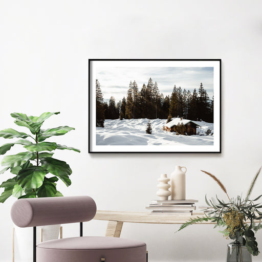 Schnee Hütte Quer - Winter Natur Poster
