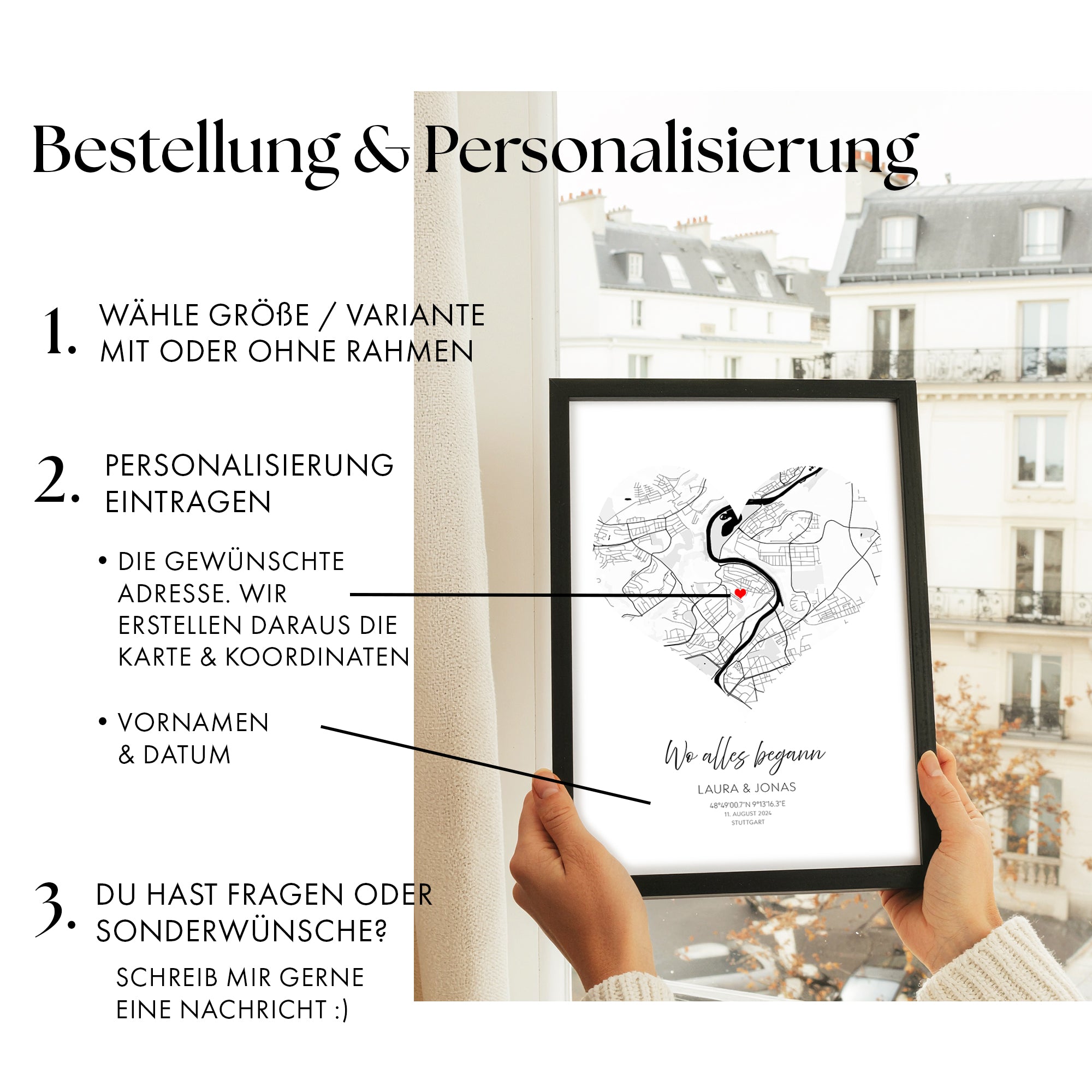 Herz Stadtkarte Wo alles begann Bild - Geschenk