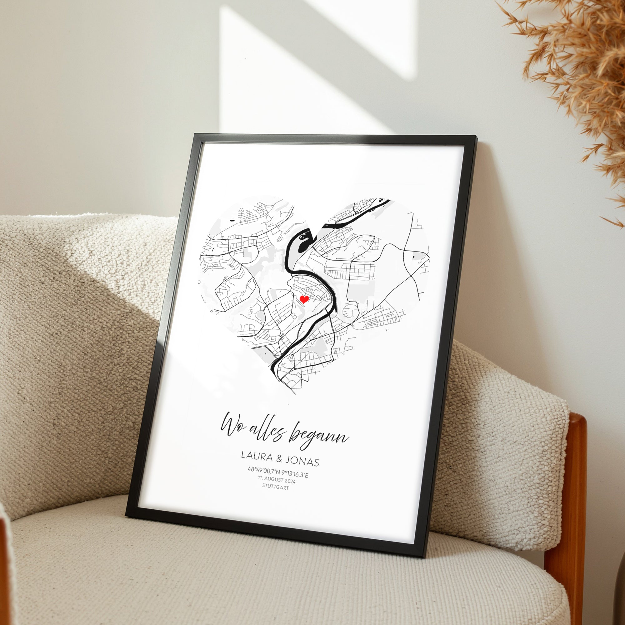 Herz Stadtkarte Wo alles begann Bild - Geschenk