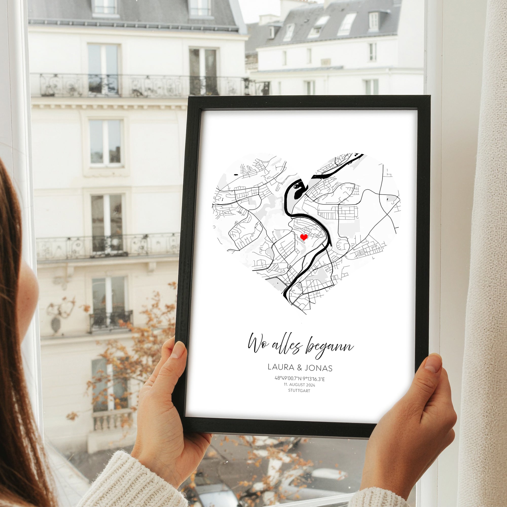Herz Stadtkarte Wo alles begann Bild - Geschenk