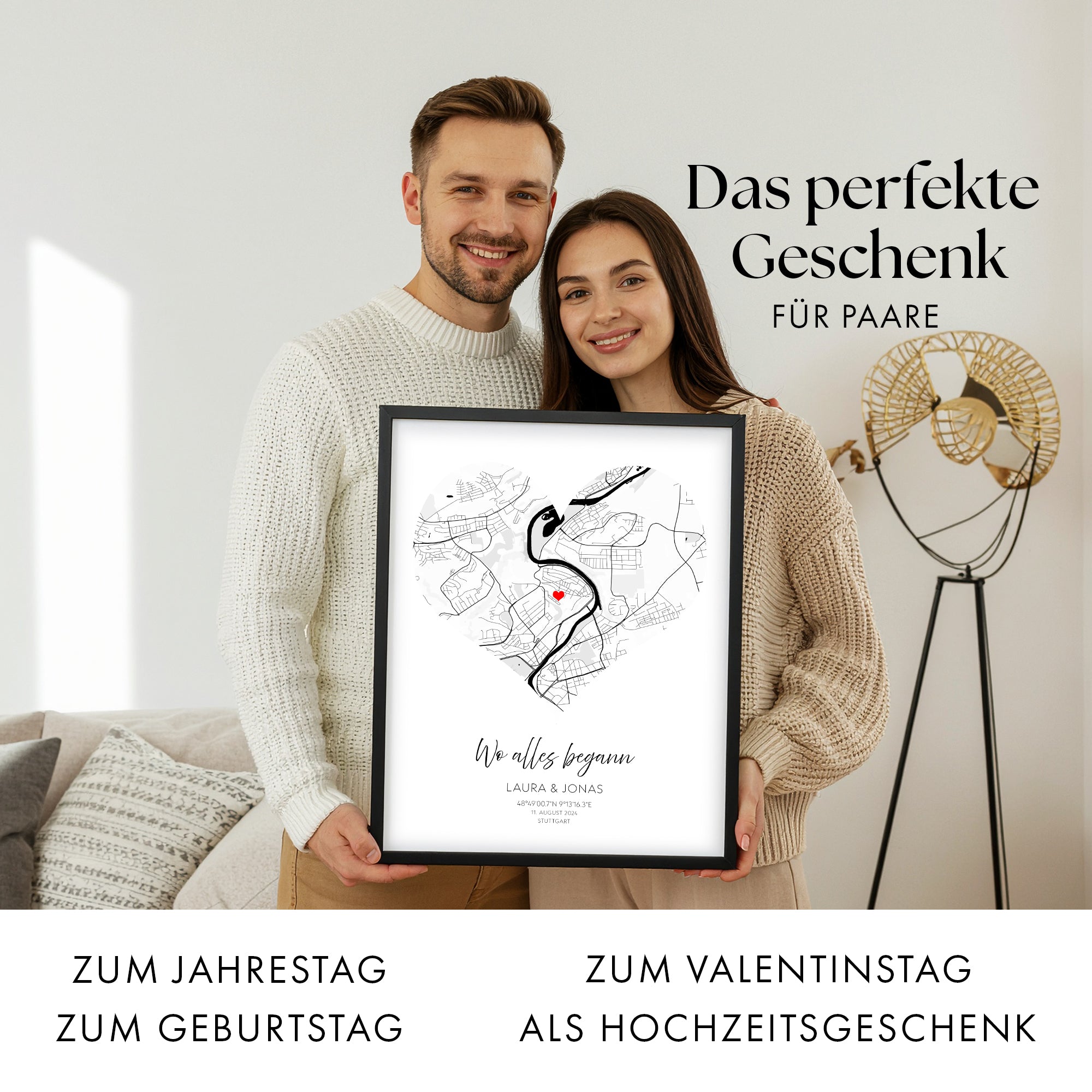 Herz Stadtkarte Wo alles begann Bild - Geschenk