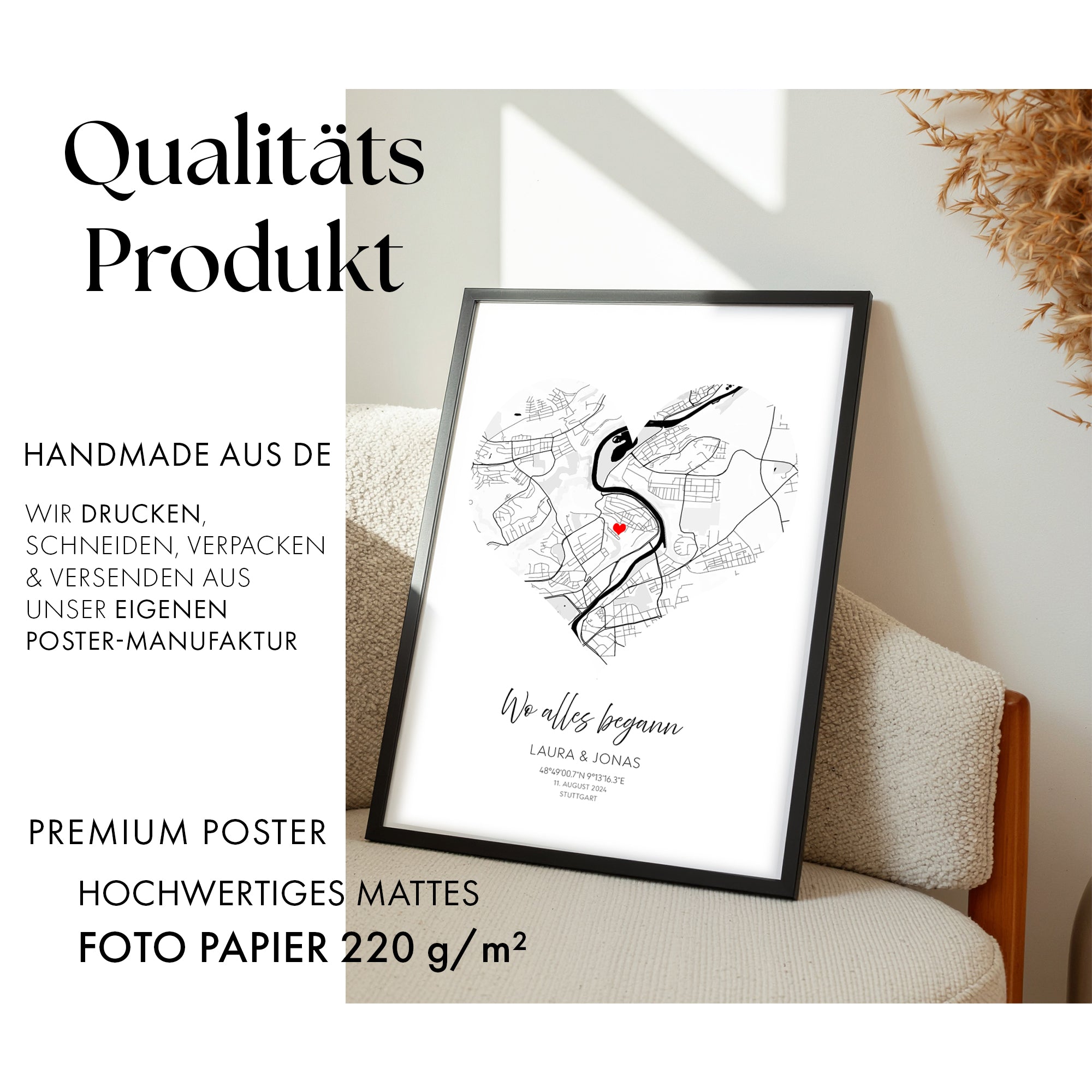 Herz Stadtkarte Wo alles begann Bild - Geschenk