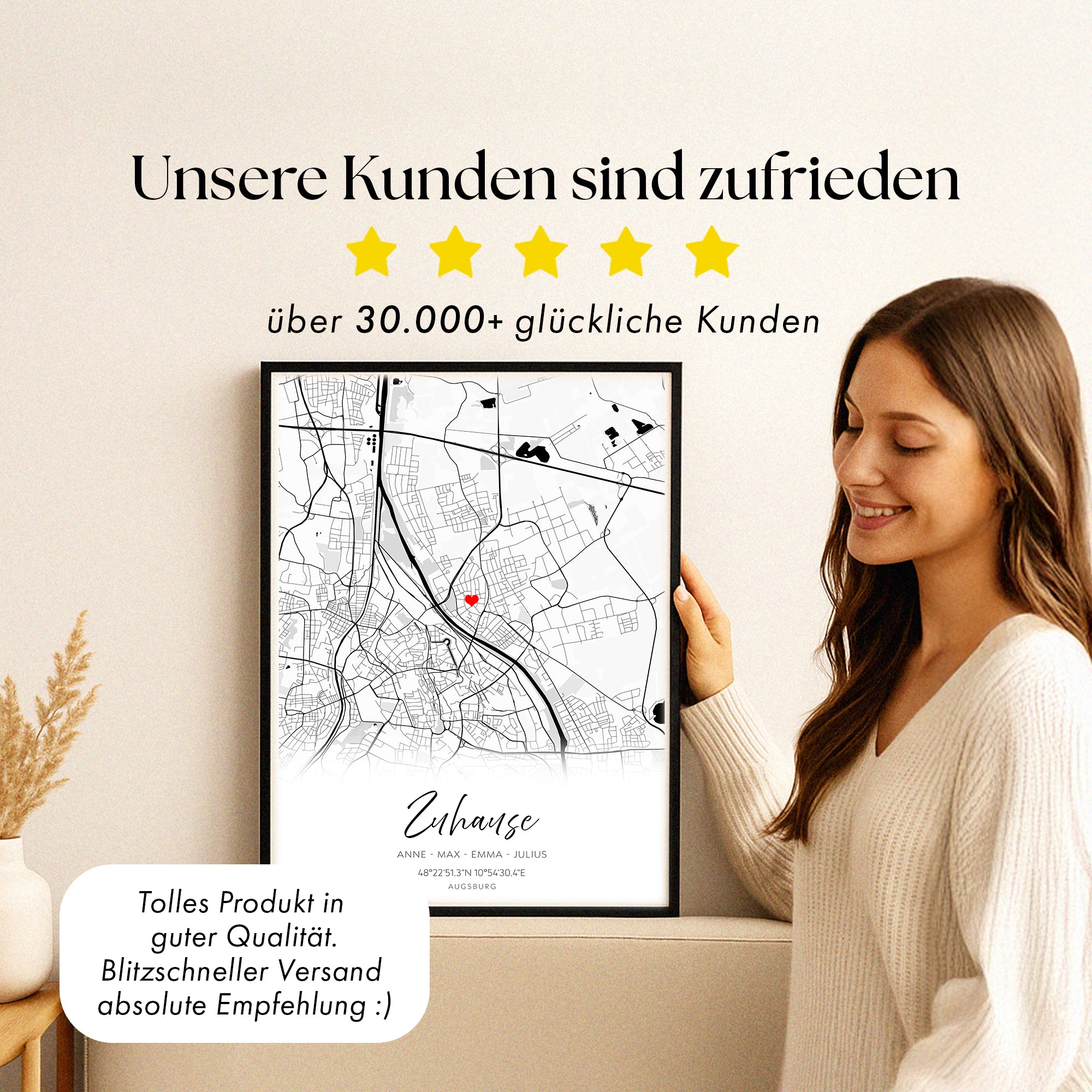 Zuhause Karte Poster Personalisiert
