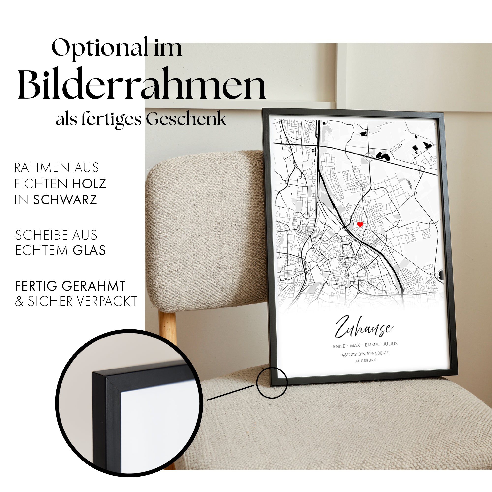 Zuhause Karte Poster Personalisiert