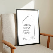 Koordinaten Haus - Familienposter Personalisiert