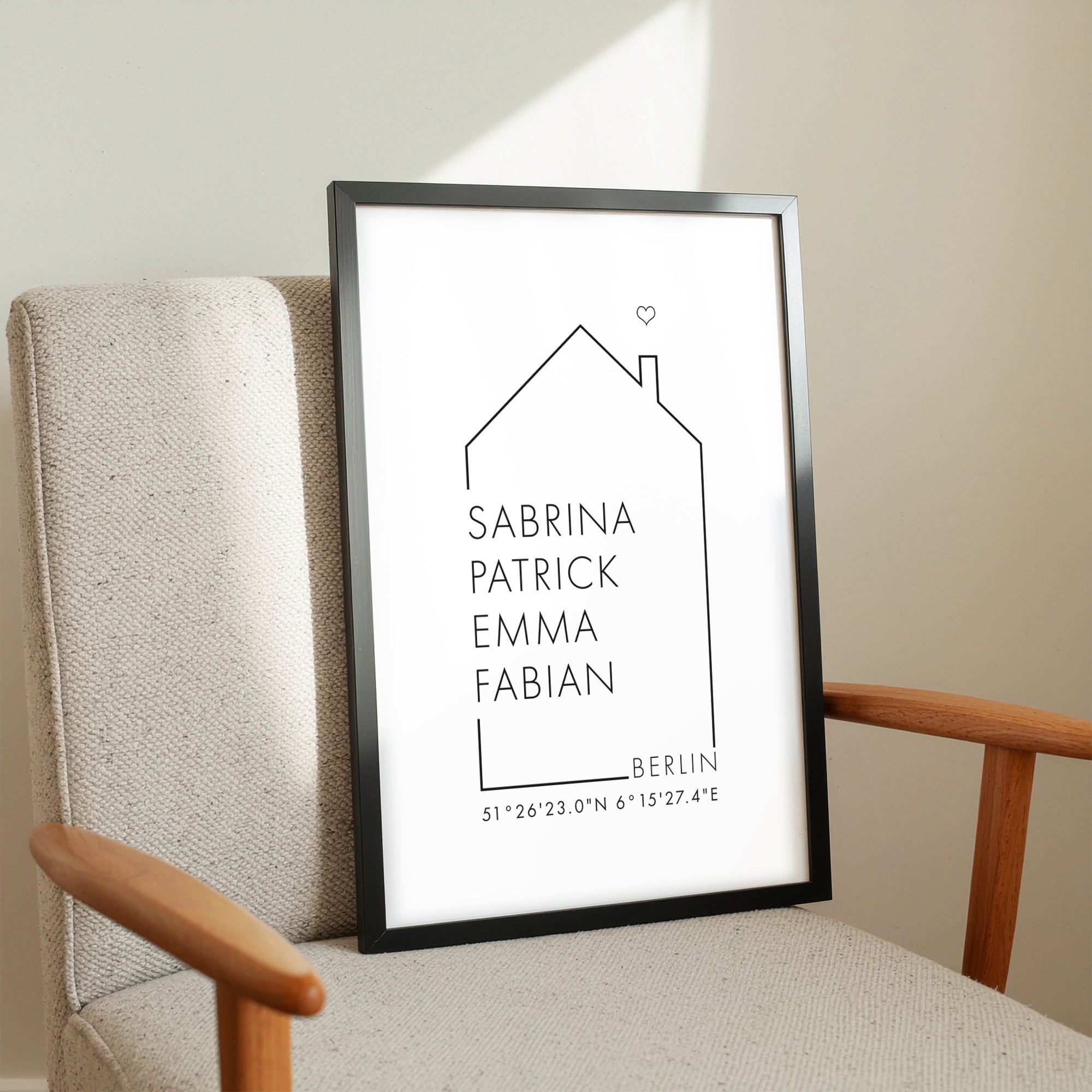 Koordinaten Haus - Familienposter Personalisiert