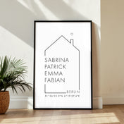 Koordinaten Haus - Familienposter Personalisiert