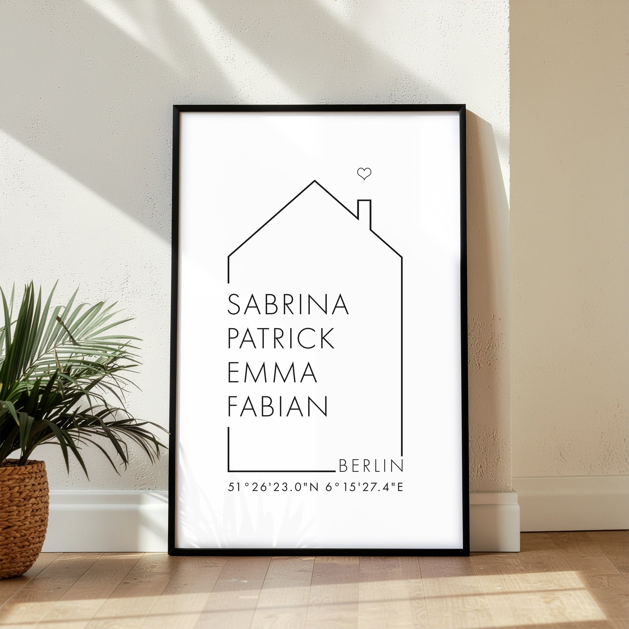 Koordinaten Haus - Familienposter Personalisiert