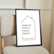 Koordinaten Haus - Familienposter Personalisiert