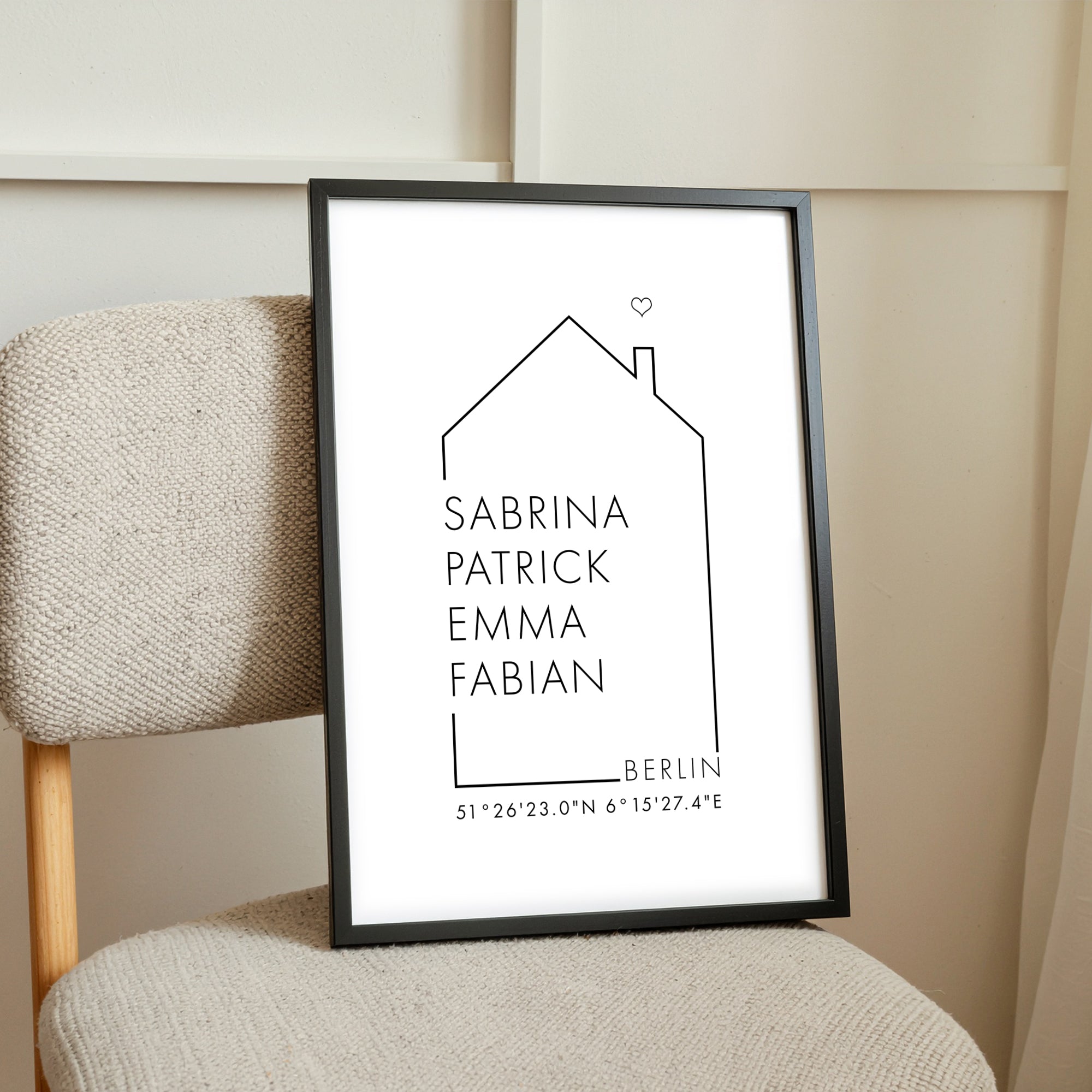 Koordinaten Haus - Familienposter Personalisiert