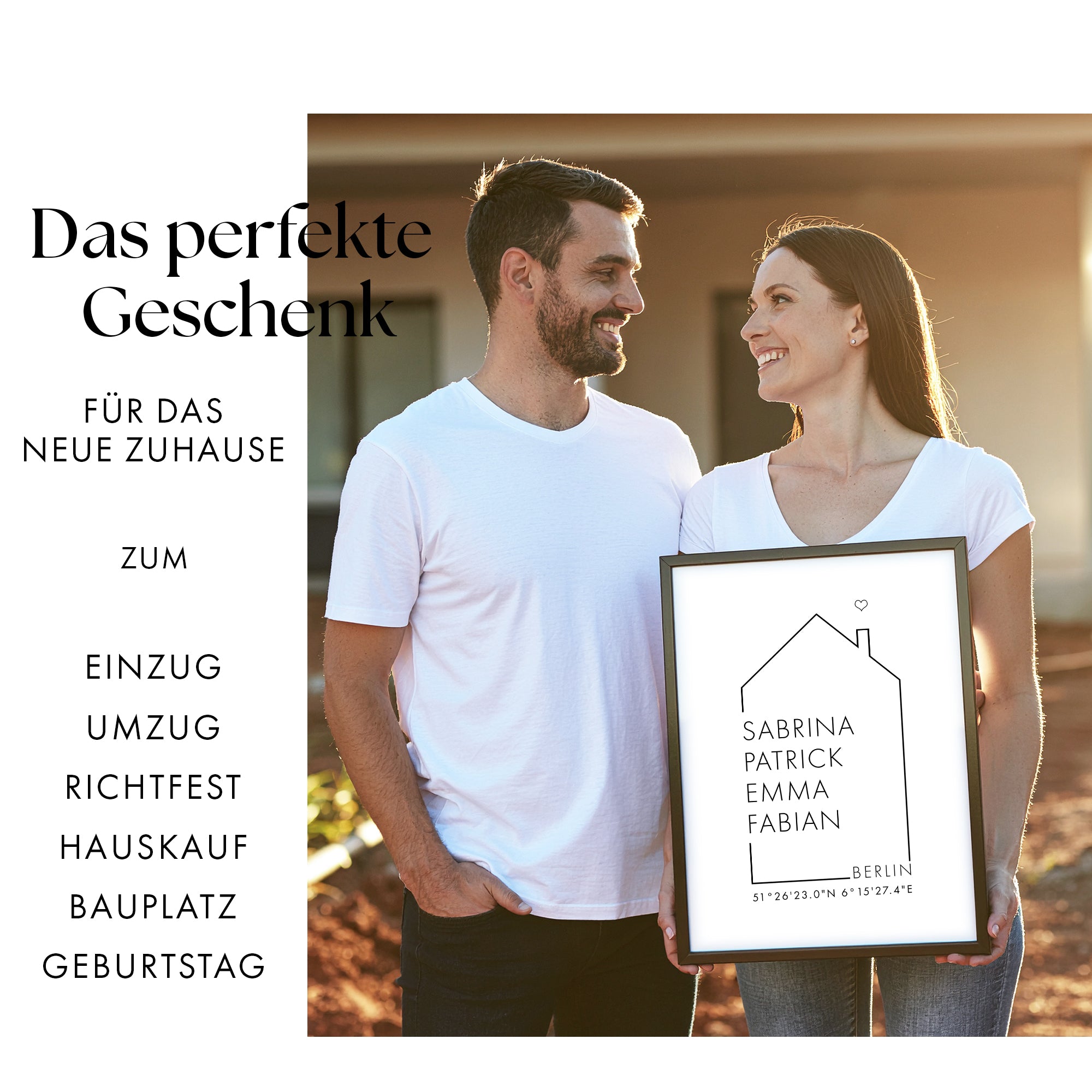 Koordinaten Haus - Familienposter Personalisiert