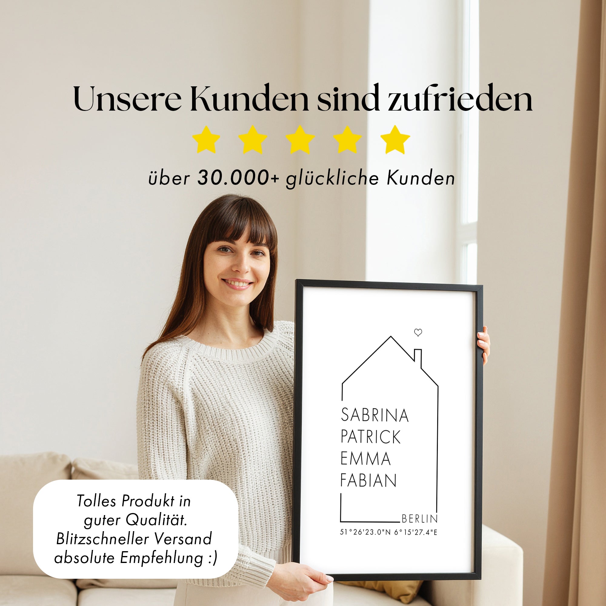 Koordinaten Haus - Familienposter Personalisiert