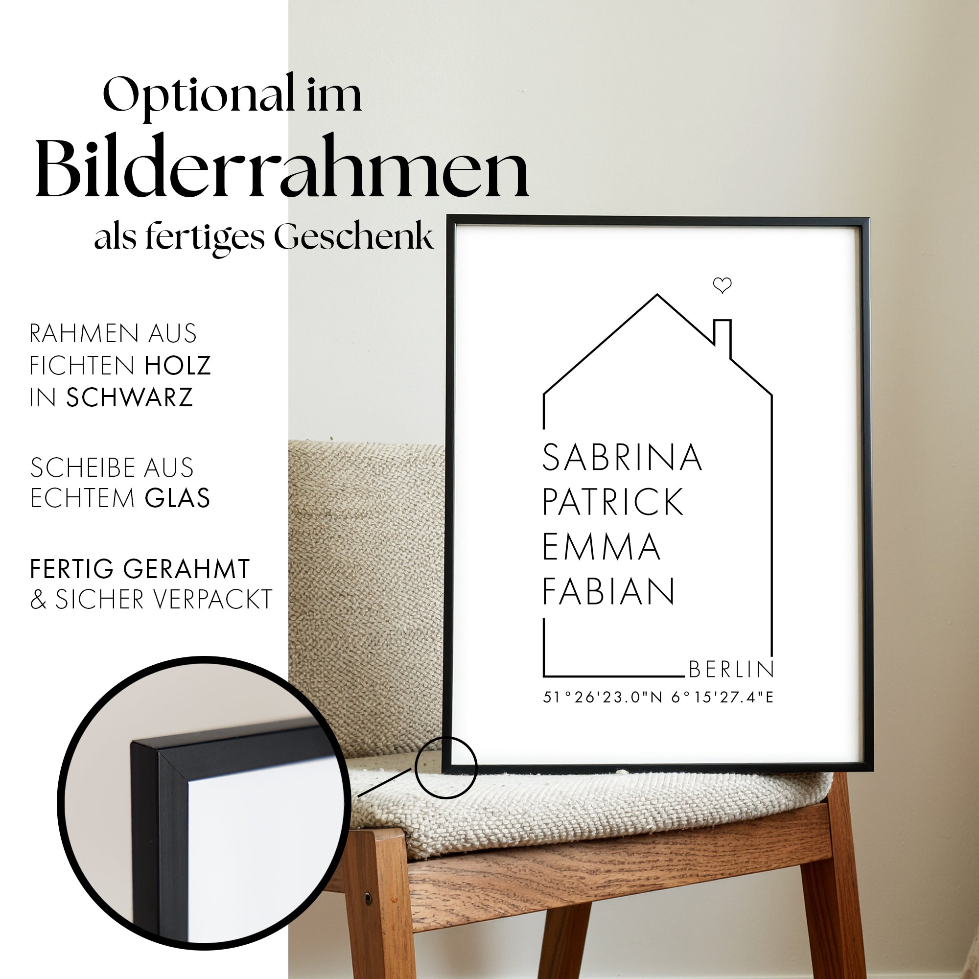 Koordinaten Haus - Familienposter Personalisiert