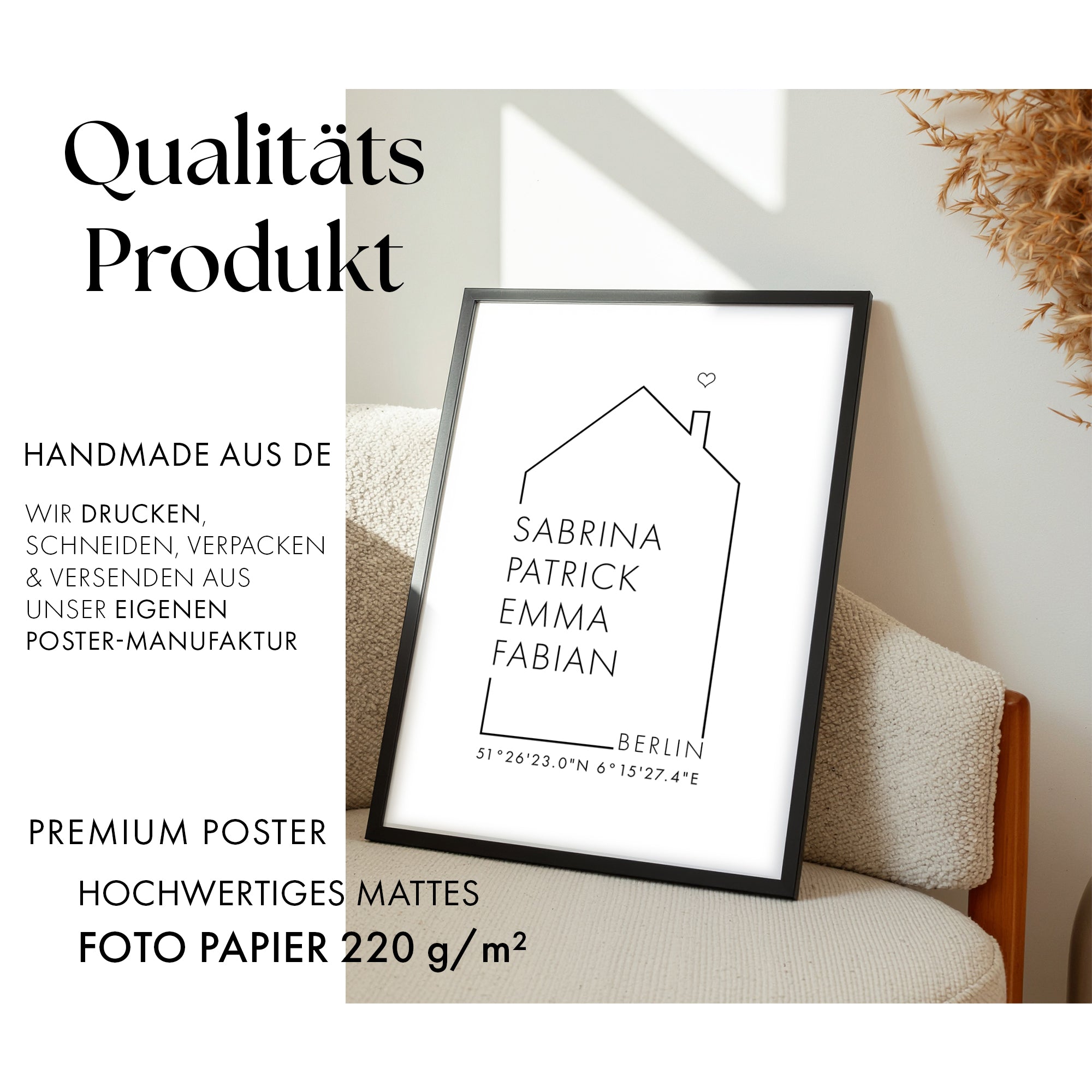 Koordinaten Haus - Familienposter Personalisiert