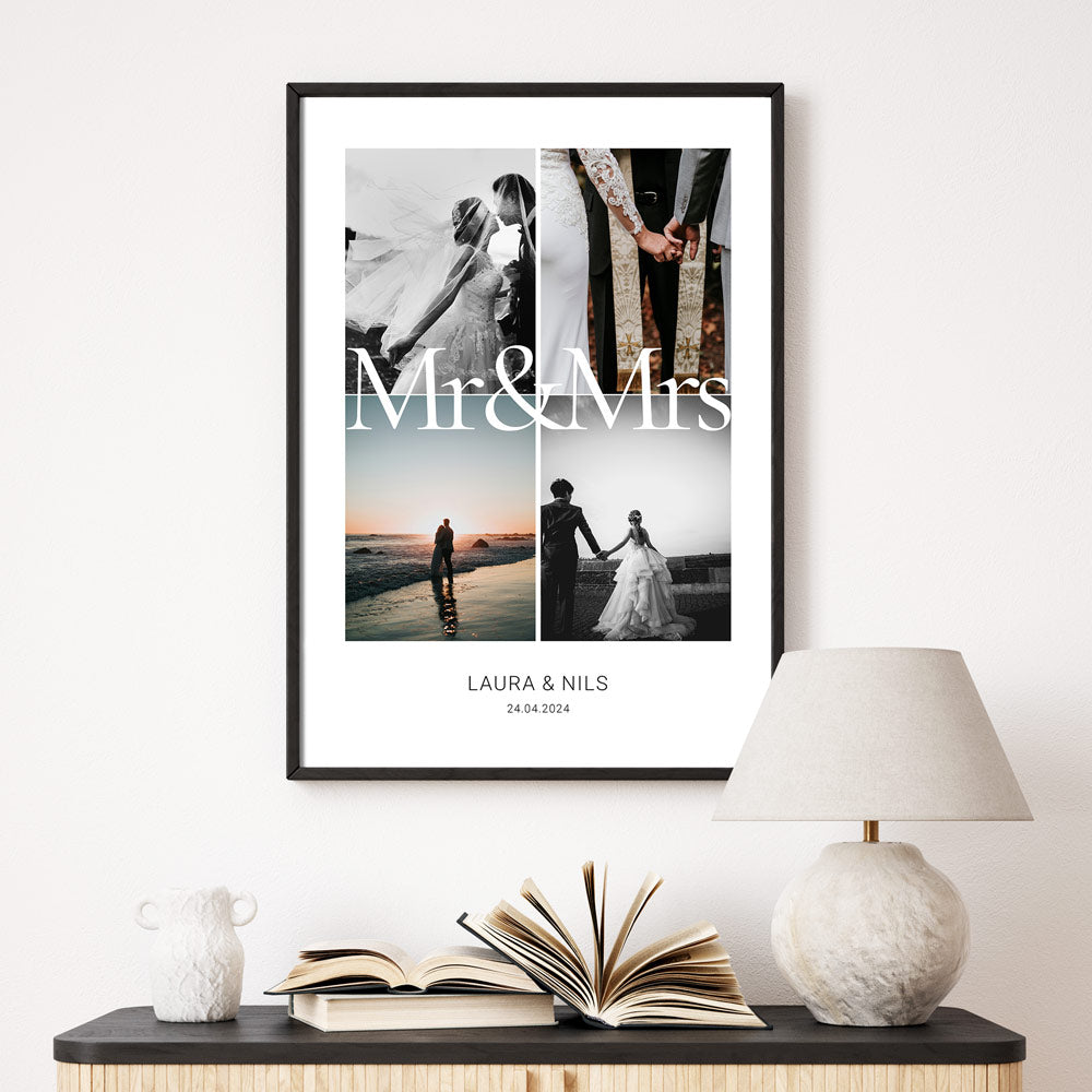 Mr & Mrs Poster Personalisiert Geschenk zur Hochzeit, Jahrestag, Valentinstag, Geburtstag
