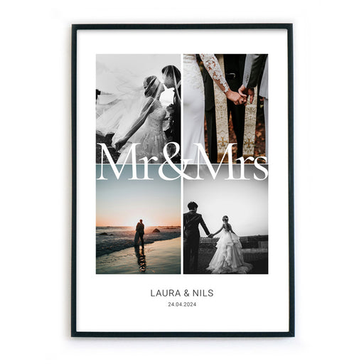 Mr & Mrs Hochzeitsgeschenk Poster mit Fotos