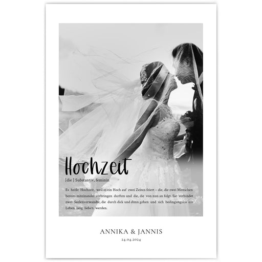 Definition Hochzeit Bild mit eigenem Foto als personalisiertes Geschenk zur Hochzeit, Jahrestag, Verlobung, Geburtstag