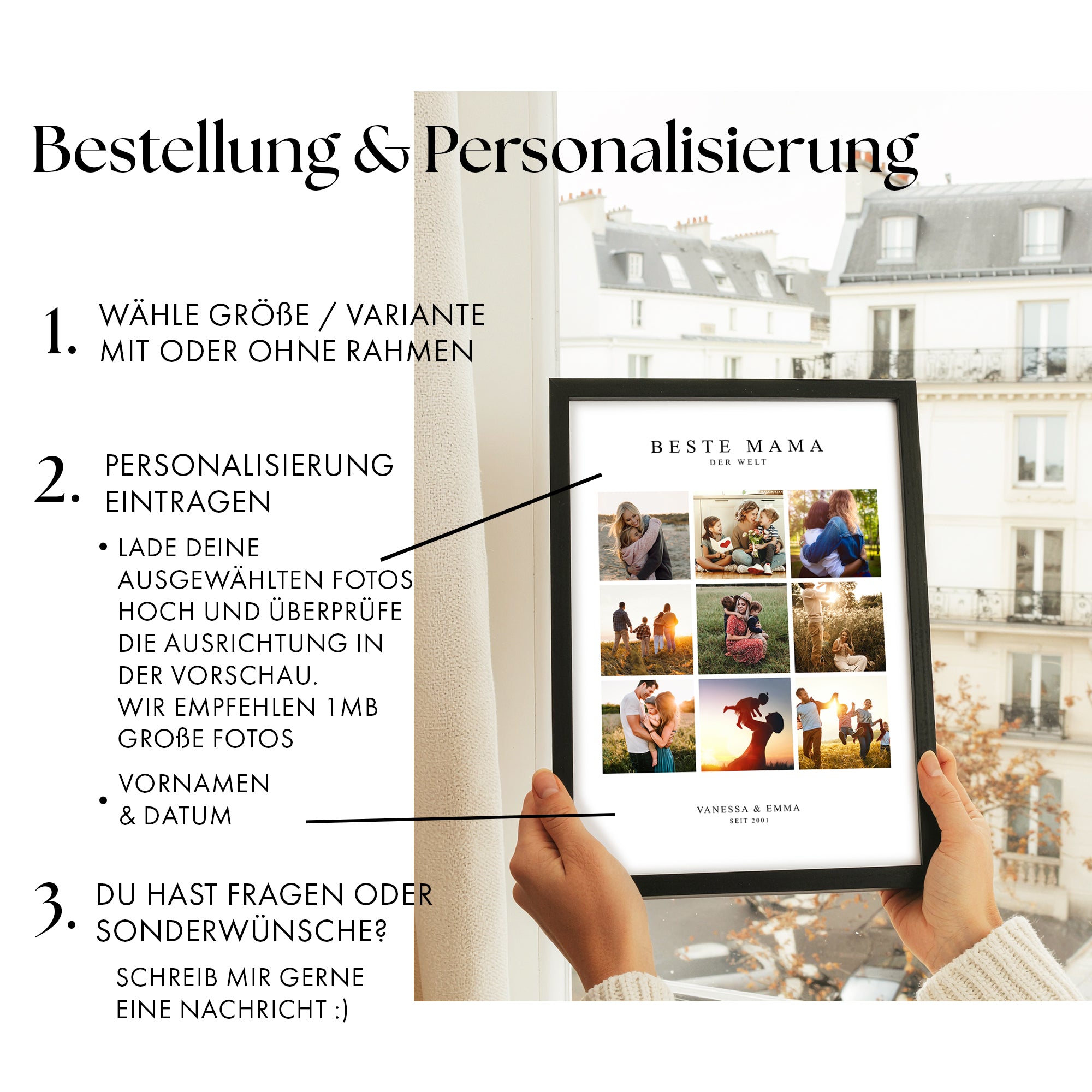 Beste Mama Collage mit Fotos & Namen personalisiert
