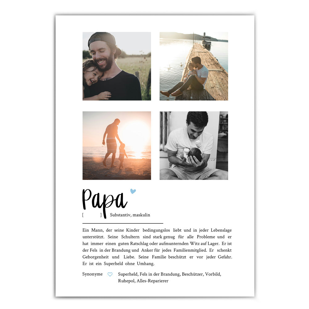 Definition Papa mit Foto Collage - Personalisiert