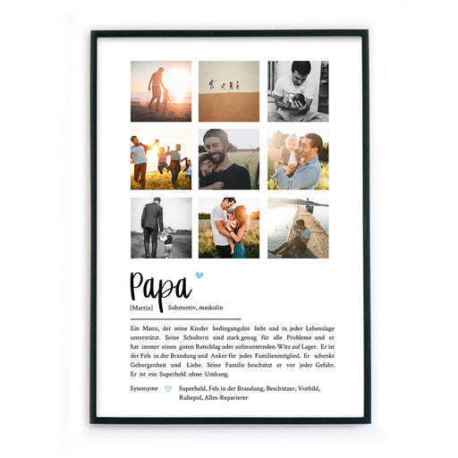 Definition Papa mit 9er Foto Collage - Geschenk