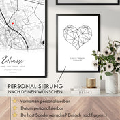 Herz Poster - Namen & Datum Personalisiert