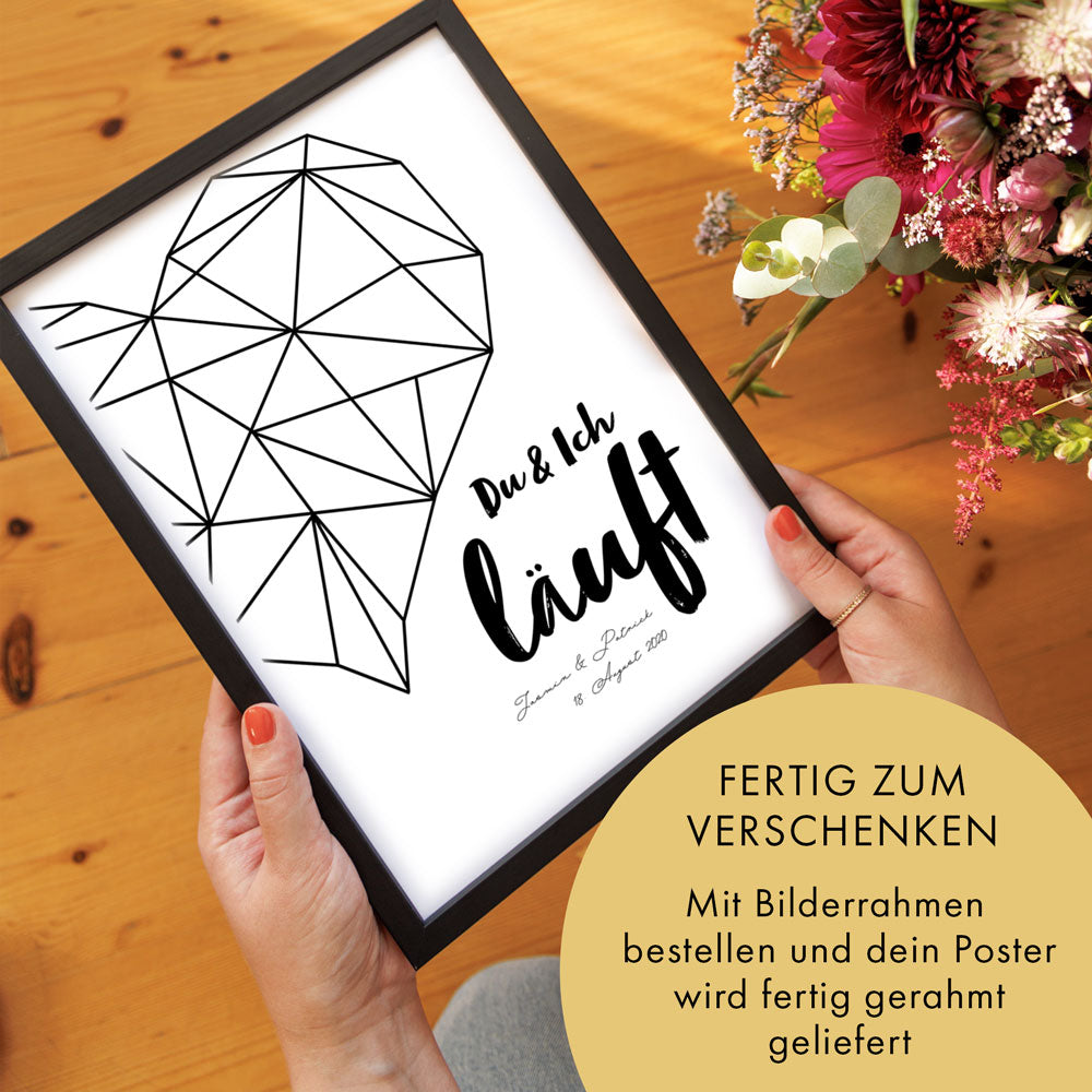 Du & Ich Läuft Herz | Paar Poster