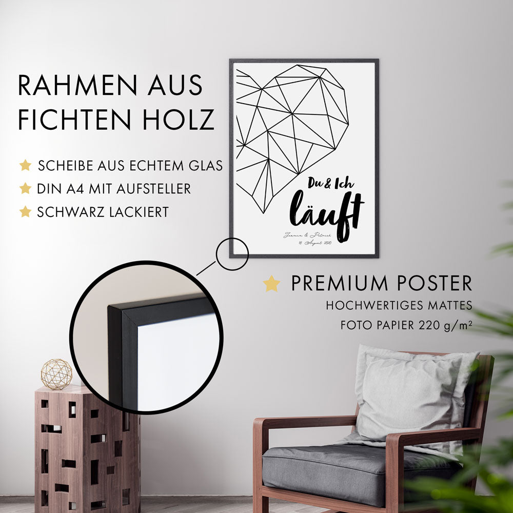 Du & Ich Läuft Herz | Paar Poster