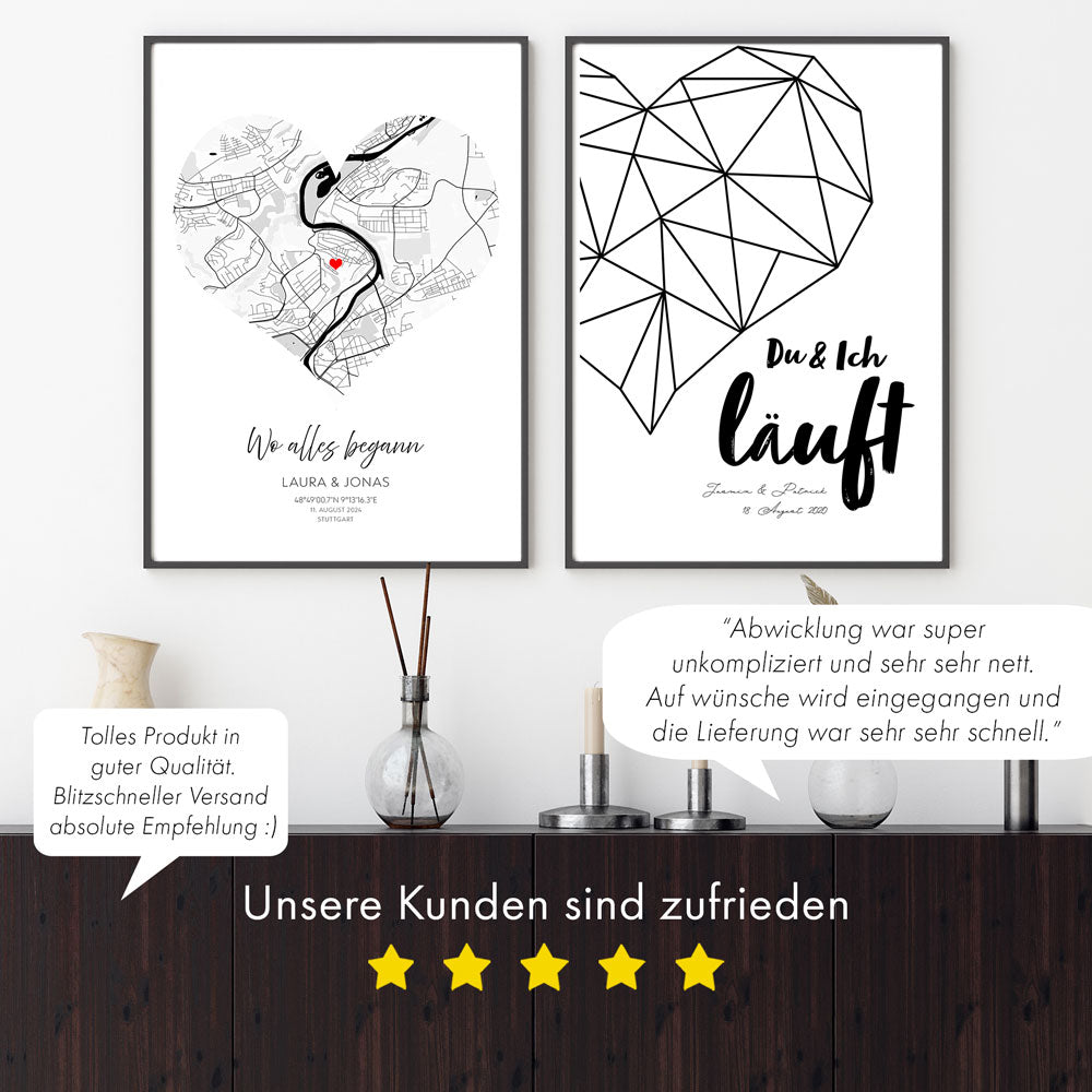 Du & Ich Läuft Herz | Paar Poster