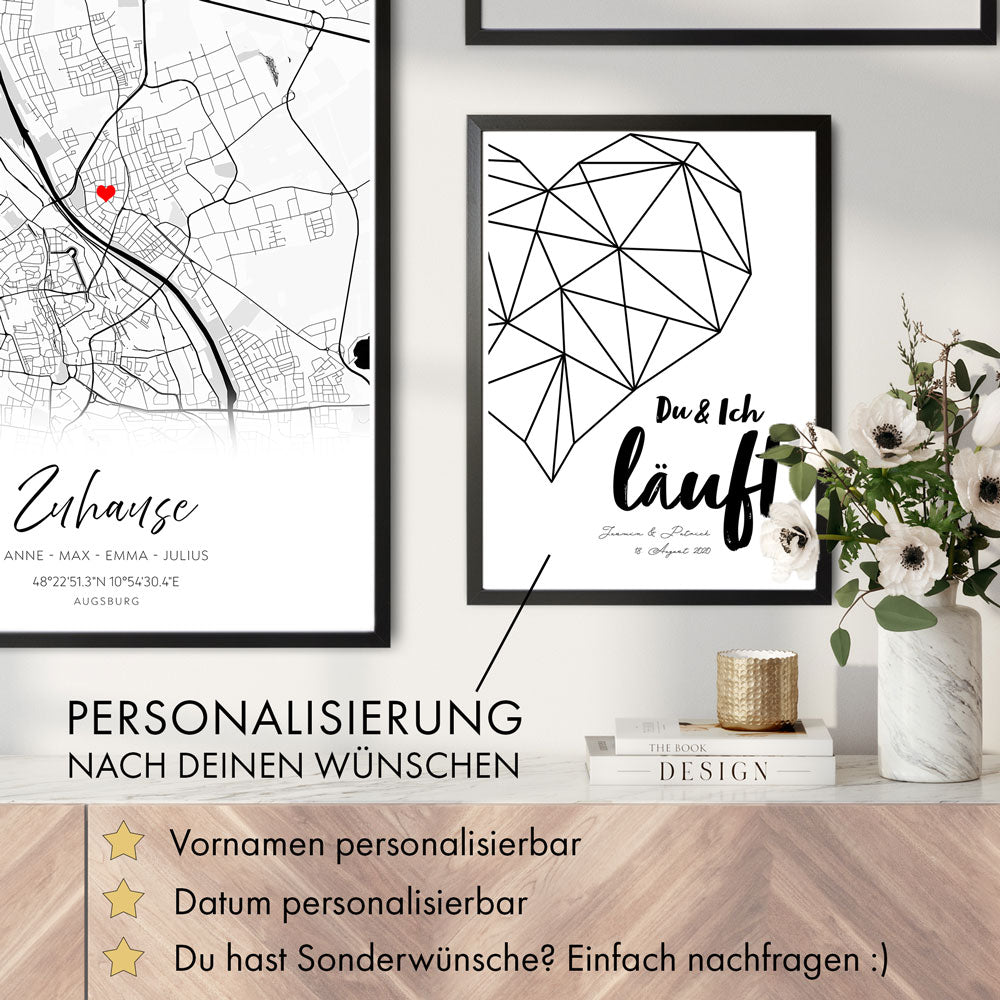 Du & Ich Läuft Herz | Paar Poster