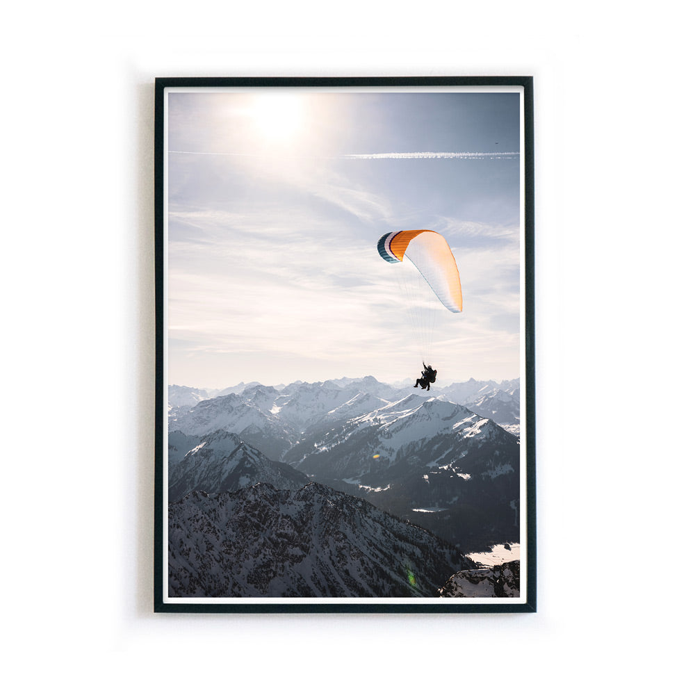 Paragliding im Sonnenuntergang Poster