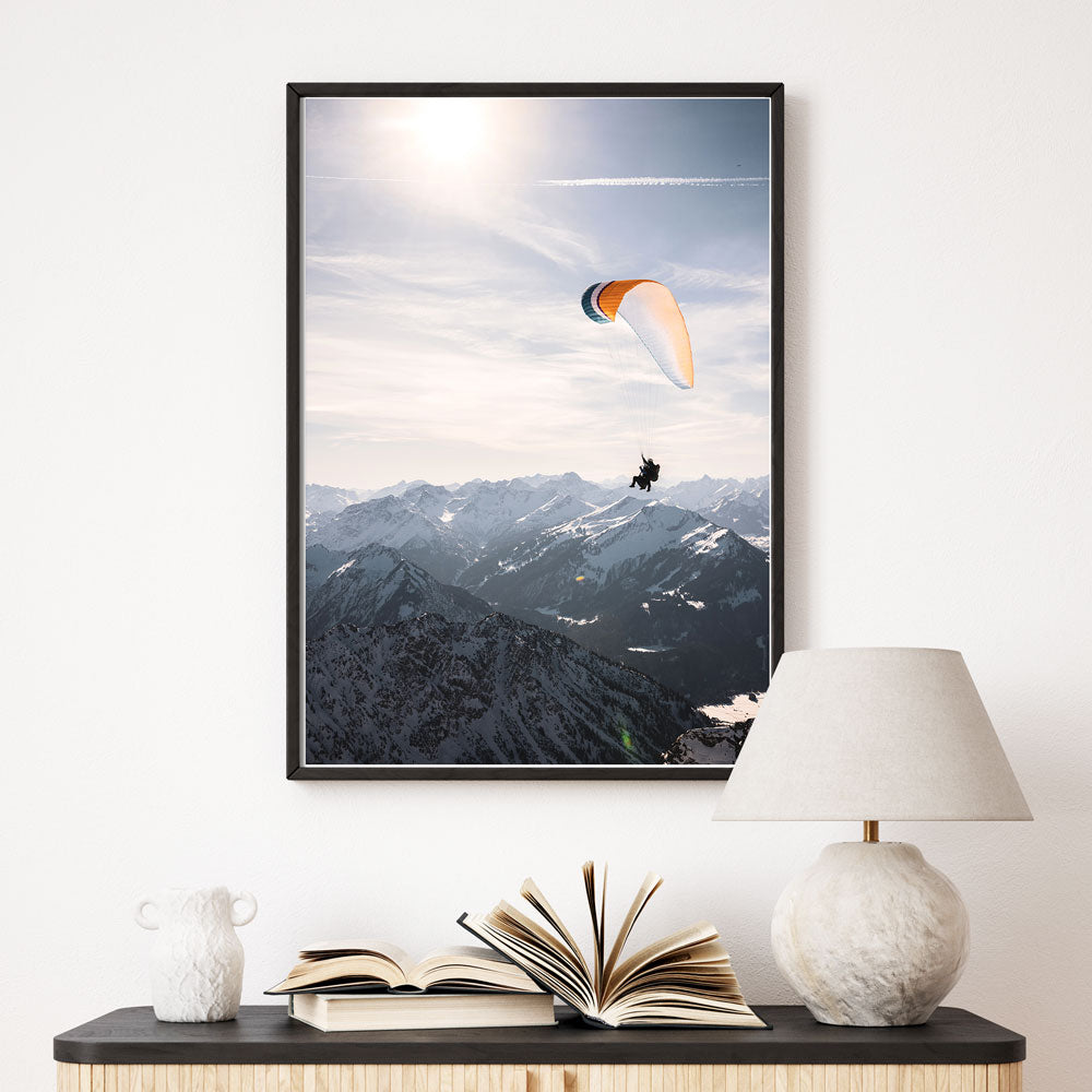 Paragliding im Sonnenuntergang Poster