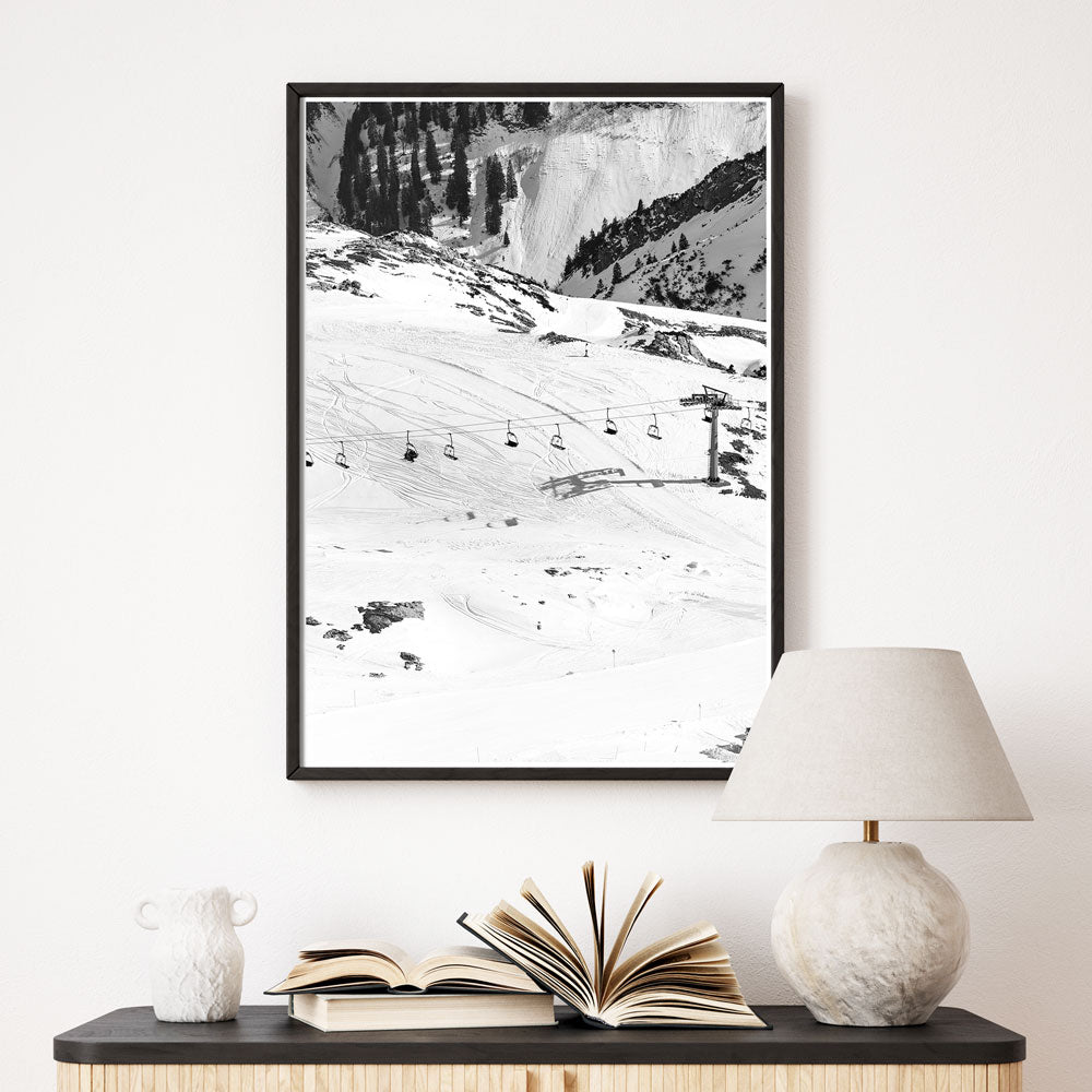 Skilift - Schwarz Weiß Poster