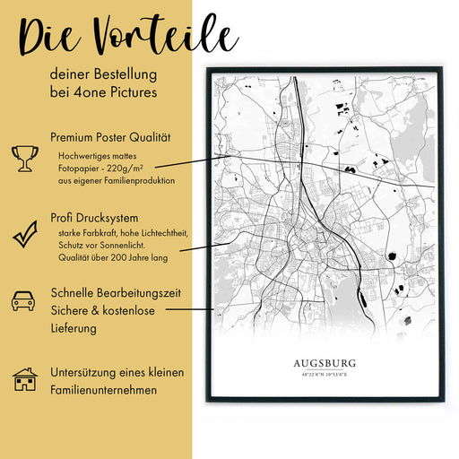 Augsburg Stadtkarte Poster