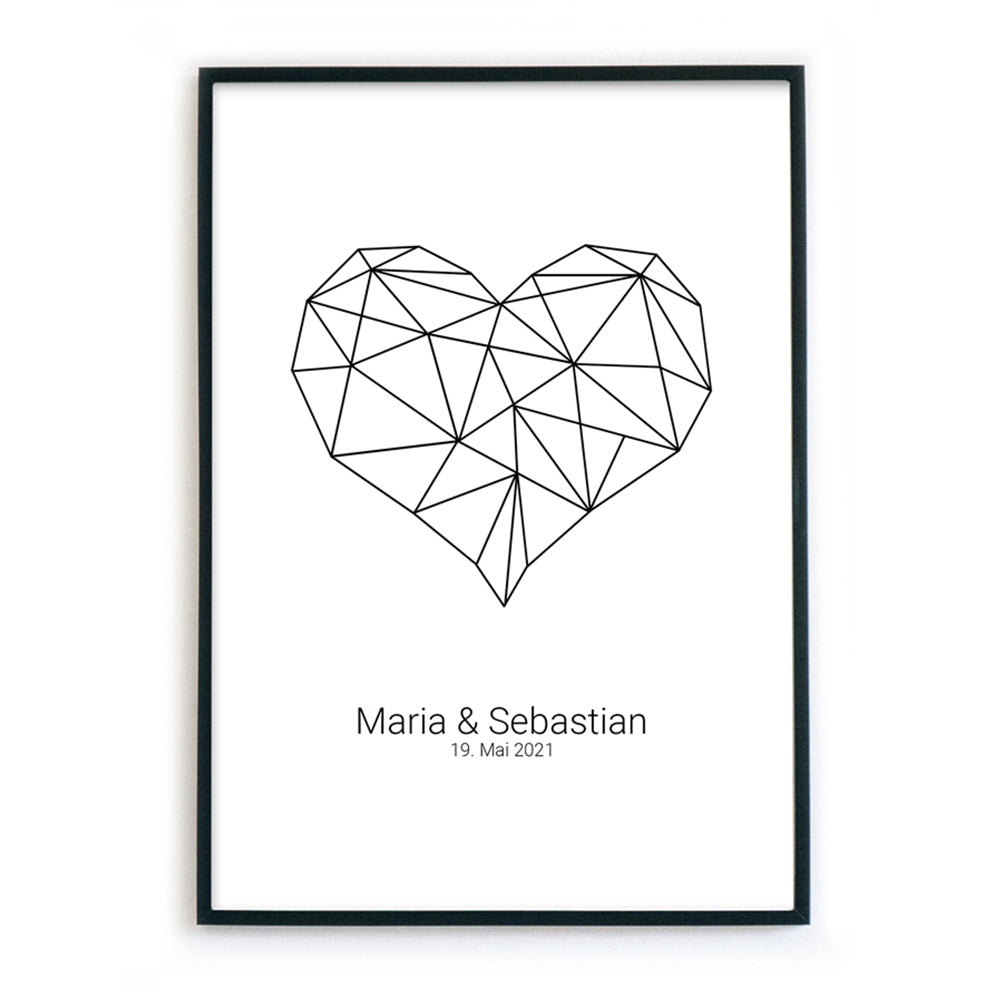 Herz Poster - Namen & Datum Personalisiert