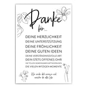 Danke für die dich Poster zum Abschied für eine Kollegin. Nette Worte über die gemeinsame Zeit und den guten Eigenschaften.