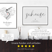 Zuhause in Grau - Personalisiertes Koordinaten Bild