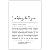 Lieblingskollegin Definition Poster mit personalisierten Namen und Synonymen. Liebevoller Text was eine Lieblingskollegin ausmacht.