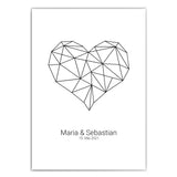 Herz Poster - Namen & Datum Personalisiert